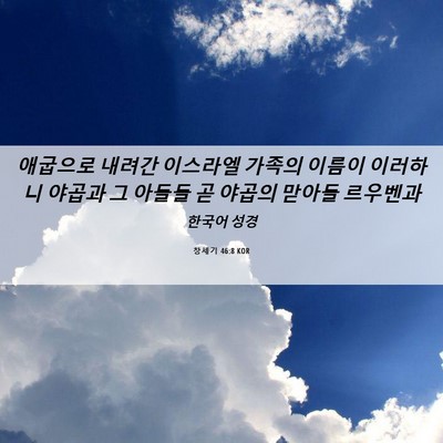 Picture 06 - 창세기 46:8 KOR - 애굽으로 내려간 이스라엘 가족의 - Bible Verse Picture