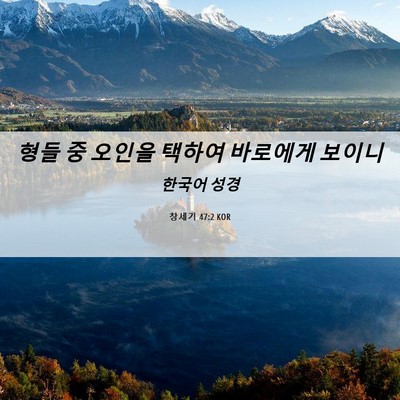 Picture 06 - 창세기 47:2 KOR - 형들 중 오인을 택하여 바로에게 - Bible Verse Picture