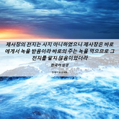 Picture 06 - 창세기 47:22 KOR - 제사장의 전지는 사지 아니하였으니 - Bible Verse Picture