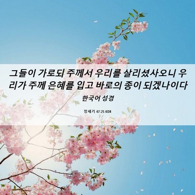 Picture 06 - 창세기 47:25 KOR - 그들이 가로되 주께서 우리를 - Bible Verse Picture