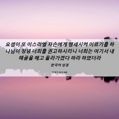 Picture 06 - 창세기 50:25 KOR - 요셉이 또 이스라엘 자손에게 - Bible Verse Picture