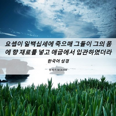 Picture 06 - 창세기 50:26 KOR - 요셉이 일백십세에 죽으매 그들이 - Bible Verse Picture