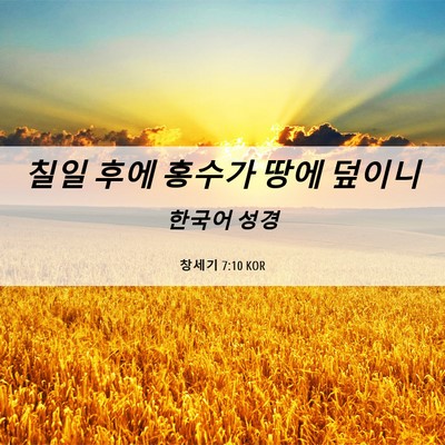 Picture 06 - 창세기 7:10 KOR - 칠일 후에 홍수가 땅에 - Bible Verse Picture