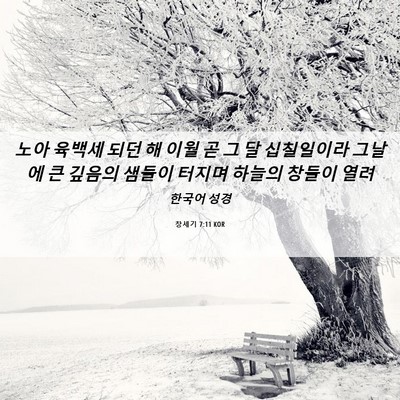 Picture 06 - 창세기 7:11 KOR - 노아 육백세 되던 해 이월 곧 그 달 - Bible Verse Picture