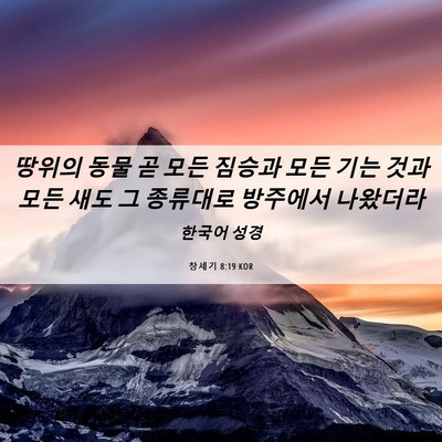 Picture 06 - 창세기 8:19 KOR - 땅위의 동물 곧 모든 짐승과 모든 - Bible Verse Picture