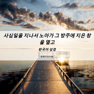 Picture 06 - 창세기 8:6 KOR - 사십일을 지나서 노아가 그 방주에 - Bible Verse Picture