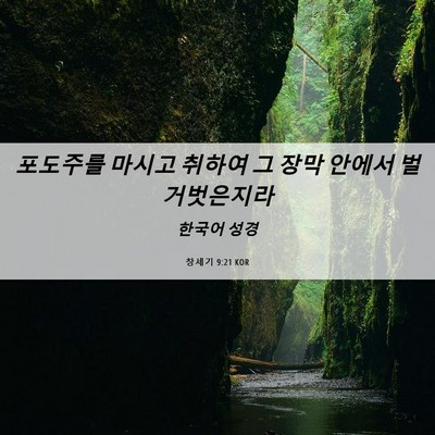 Picture 06 - 창세기 9:21 KOR - 포도주를 마시고 취하여 그 장막 - Bible Verse Picture