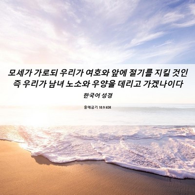 Picture 06 - 출애굽기 10:9 KOR - 모세가 가로되 우리가 여호와 앞에 - Bible Verse Picture