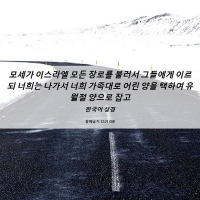 Picture 06 - 출애굽기 12:21 KOR - 모세가 이스라엘 모든 장로를 불러서 - Bible Verse Picture