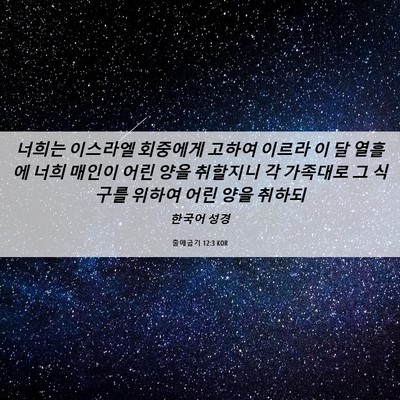 Picture 06 - 출애굽기 12:3 KOR - 너희는 이스라엘 회중에게 고하여 - Bible Verse Picture