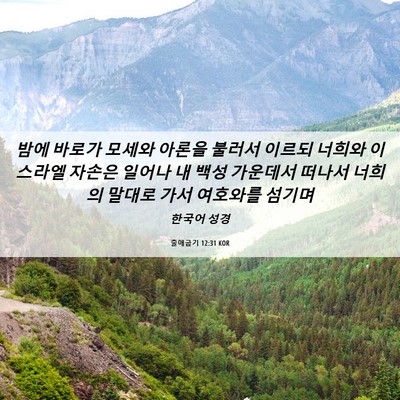 Picture 06 - 출애굽기 12:31 KOR - 밤에 바로가 모세와 아론을 불러서 - Bible Verse Picture