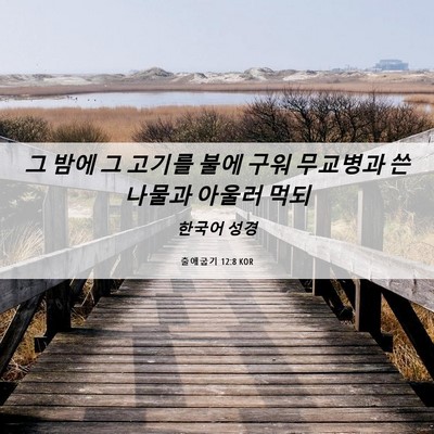 Picture 06 - 출애굽기 12:8 KOR - 그 밤에 그 고기를 불에 구워 - Bible Verse Picture