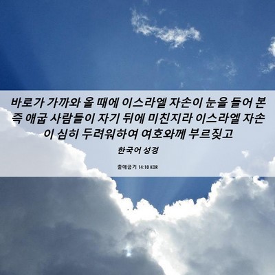 Picture 06 - 출애굽기 14:10 KOR - 바로가 가까와 올 때에 이스라엘 - Bible Verse Picture