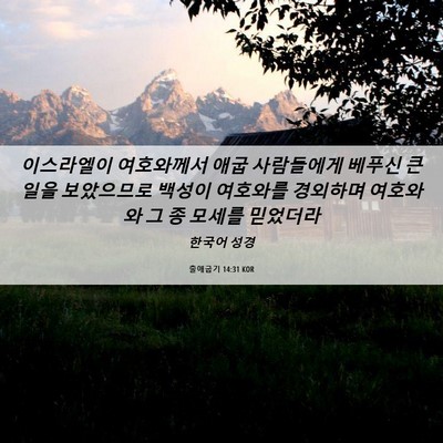 Picture 06 - 출애굽기 14:31 KOR - 이스라엘이 여호와께서 애굽 - Bible Verse Picture