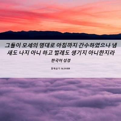 Picture 06 - 출애굽기 16:24 KOR - 그들이 모세의 명대로 아침까지 - Bible Verse Picture
