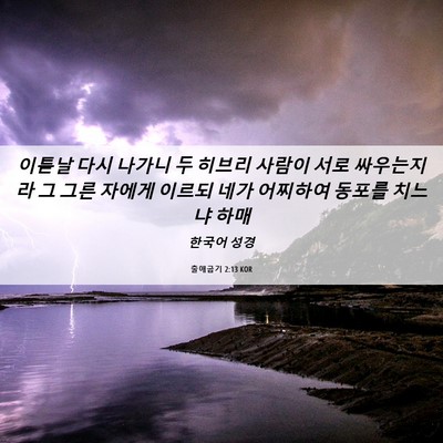 Picture 06 - 출애굽기 2:13 KOR - 이튿날 다시 나가니 두 히브리 - Bible Verse Picture