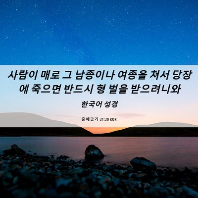 Picture 06 - 출애굽기 21:20 KOR - 사람이 매로 그 남종이나 여종을 - Bible Verse Picture