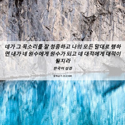 Picture 06 - 출애굽기 23:22 KOR - 네가 그 목소리를 잘 청종하고 나의 - Bible Verse Picture