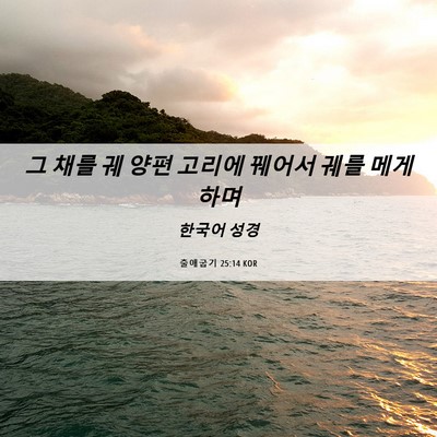 Picture 06 - 출애굽기 25:14 KOR - 그 채를 궤 양편 고리에 꿰어서 궤를 - Bible Verse Picture