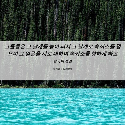 Picture 06 - 출애굽기 25:20 KOR - 그룹들은 그 날개를 높이 펴서 그 - Bible Verse Picture