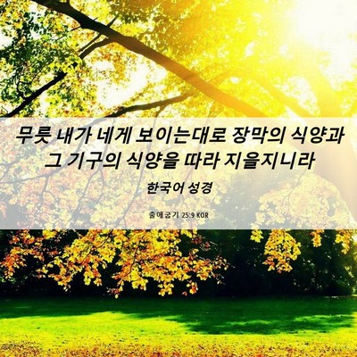 Picture 06 - 출애굽기 25:9 KOR - 무릇 내가 네게 보이는대로 장막의 - Bible Verse Picture