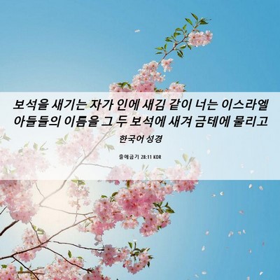 Picture 06 - 출애굽기 28:11 KOR - 보석을 새기는 자가 인에 새김 같이 - Bible Verse Picture