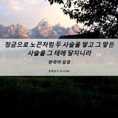 Picture 06 - 출애굽기 28:14 KOR - 정금으로 노끈처럼 두 사슬을 땋고 - Bible Verse Picture
