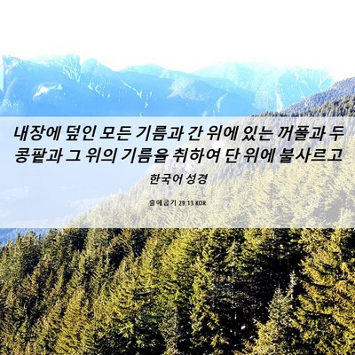 Picture 06 - 출애굽기 29:13 KOR - 내장에 덮인 모든 기름과 간 위에 - Bible Verse Picture