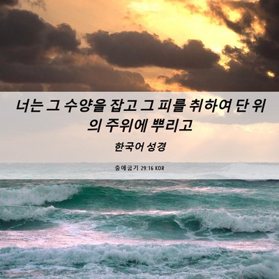 Picture 06 - 출애굽기 29:16 KOR - 너는 그 수양을 잡고 그 피를 취하여 - Bible Verse Picture