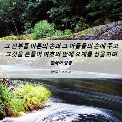 Picture 06 - 출애굽기 29:24 KOR - 그 전부를 아론의 손과 그 아들들의 - Bible Verse Picture