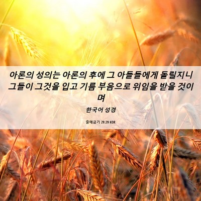 Picture 06 - 출애굽기 29:29 KOR - 아론의 성의는 아론의 후에 그 - Bible Verse Picture