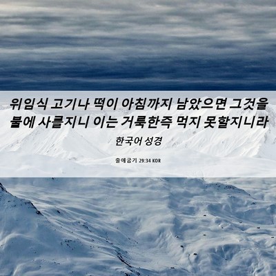 Picture 06 - 출애굽기 29:34 KOR - 위임식 고기나 떡이 아침까지 - Bible Verse Picture