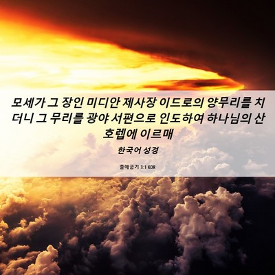 Picture 06 - 출애굽기 3:1 KOR - 모세가 그 장인 미디안 제사장 - Bible Verse Picture