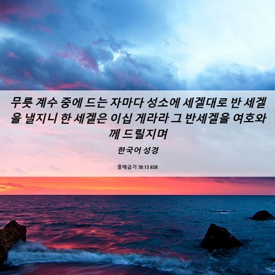 Picture 06 - 출애굽기 30:13 KOR - 무릇 계수 중에 드는 자마다 성소에 - Bible Verse Picture
