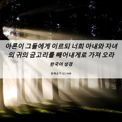 Picture 06 - 출애굽기 32:2 KOR - 아론이 그들에게 이르되 너희 아내와 - Bible Verse Picture