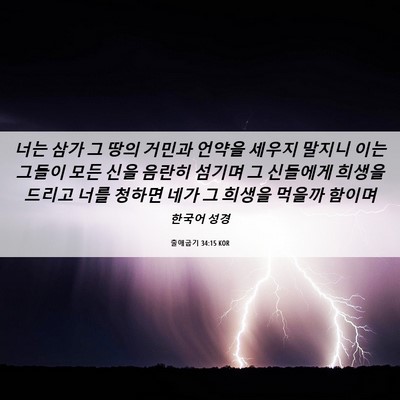 Picture 06 - 출애굽기 34:15 KOR - 너는 삼가 그 땅의 거민과 언약을 - Bible Verse Picture