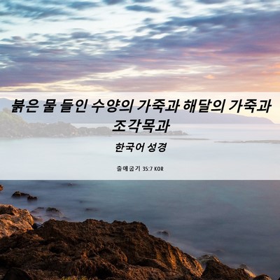 Picture 06 - 출애굽기 35:7 KOR - 붉은 물 들인 수양의 가죽과 해달의 - Bible Verse Picture