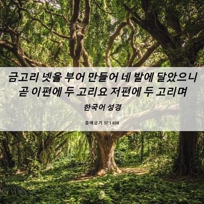 Picture 06 - 출애굽기 37:3 KOR - 금고리 넷을 부어 만들어 네 발에 - Bible Verse Picture