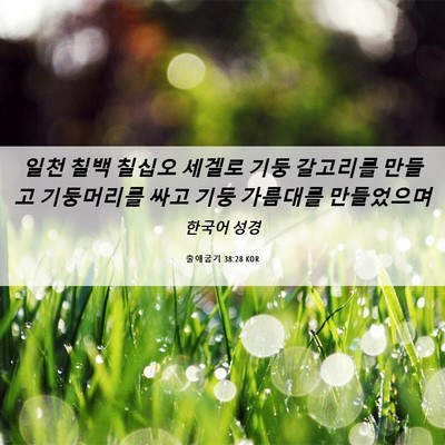 Picture 06 - 출애굽기 38:28 KOR - 일천 칠백 칠십오 세겔로 기둥 - Bible Verse Picture