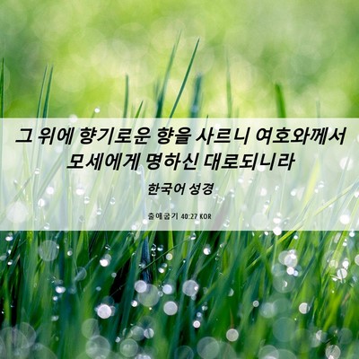 Picture 06 - 출애굽기 40:27 KOR - 그 위에 향기로운 향을 사르니 - Bible Verse Picture