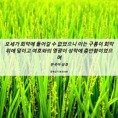 Picture 06 - 출애굽기 40:35 KOR - 모세가 회막에 들어갈 수 없었으니 - Bible Verse Picture