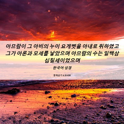 Picture 06 - 출애굽기 6:20 KOR - 아므람이 그 아비의 누이 요게벳을 - Bible Verse Picture