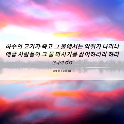 Picture 06 - 출애굽기 7:18 KOR - 하수의 고기가 죽고 그 물에서는 - Bible Verse Picture