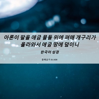 Picture 06 - 출애굽기 8:6 KOR - 아론이 팔을 애굽 물들 위에 펴매 - Bible Verse Picture