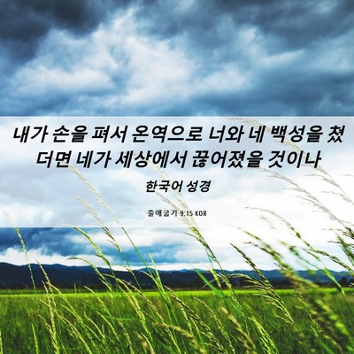 Picture 06 - 출애굽기 9:15 KOR - 내가 손을 펴서 온역으로 너와 네 - Bible Verse Picture