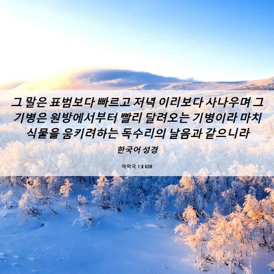 Picture 06 - 하박국 1:8 KOR - 그 말은 표범보다 빠르고 저녁 - Bible Verse Picture