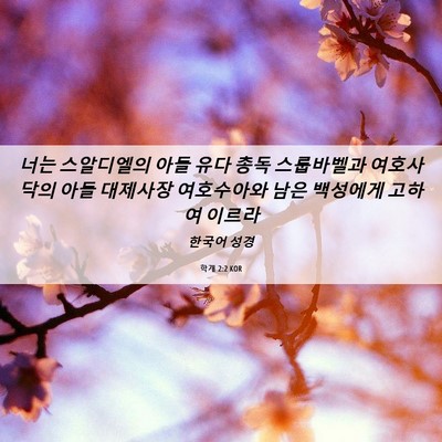 Picture 06 - 학개 2:2 KOR - 너는 스알디엘의 아들 유다 총독 - Bible Verse Picture