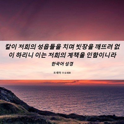 Picture 06 - 호세아 11:6 KOR - 칼이 저희의 성읍들을 치며 빗장을 - Bible Verse Picture