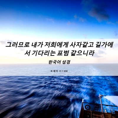 Picture 06 - 호세아 13:7 KOR - 그러므로 내가 저희에게 사자같고 - Bible Verse Picture