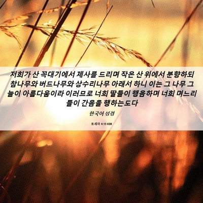 Picture 06 - 호세아 4:13 KOR - 저희가 산 꼭대기에서 제사를 드리며 - Bible Verse Picture